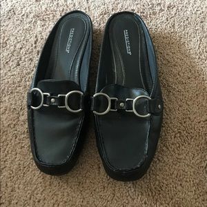 Black loafer mules